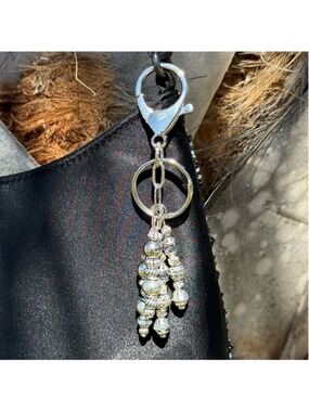 Silver Beaded (2) Handmade Bag Charm Keychain | One of a Kind (#19)
